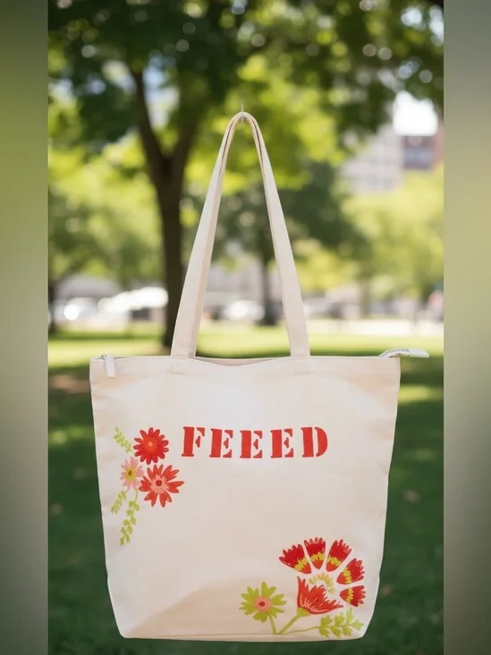 Feed floral shopping tote