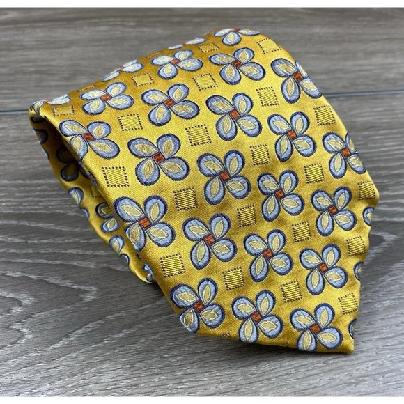Robert Talbott Men's Silk Best Of Class Floral Pattern Necktie Gold 58
