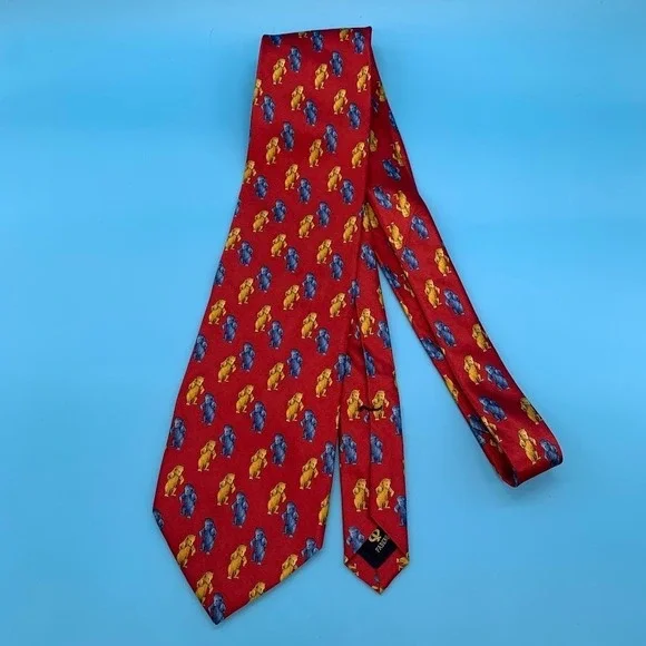 Faberge Bear Print Men's All Silk Classic Neck Tie‎ Handmade in USA
