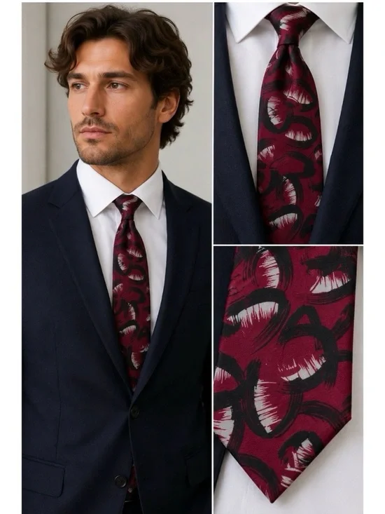 Stringbeans Red Printed Italian Silk Men’s Tie