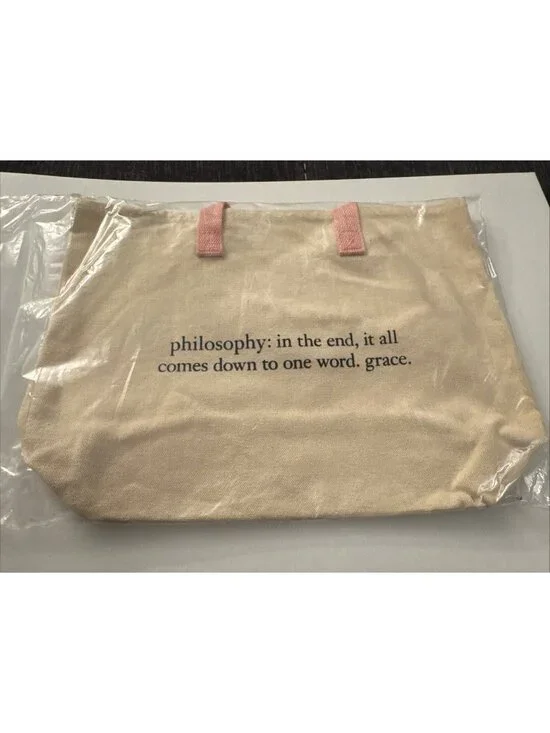 Philosophy Light Weight Canvas Bag Tote Sack New Pink B62