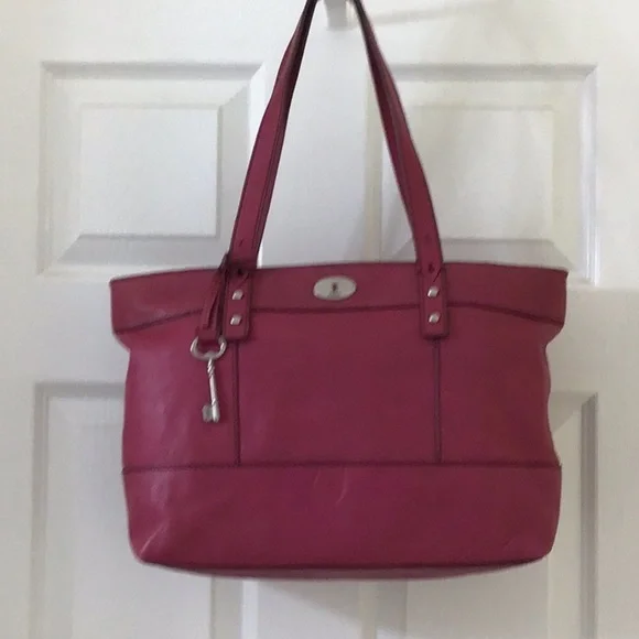 Fossil Large hot Pink Shoulder Tote READ