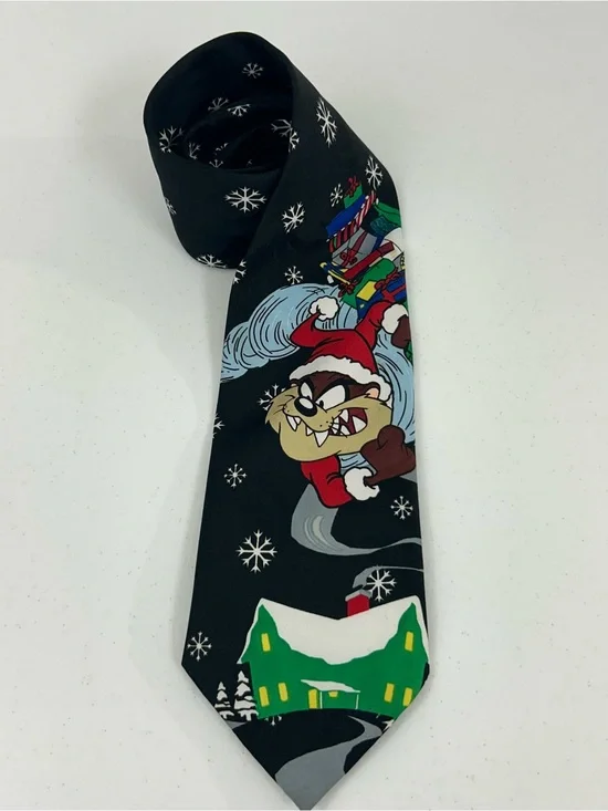 Looney Tunes Vintage 1997 Taz Christmas Mens Neck Tie