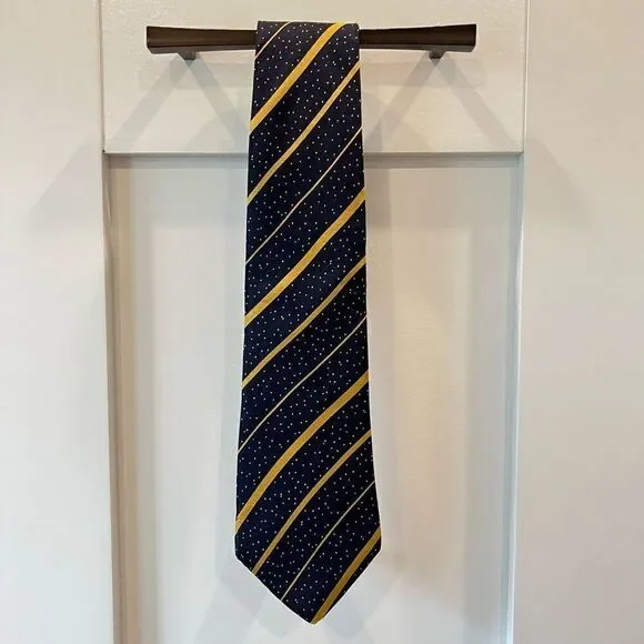 Yves Saint Laurent Vintage Silk Navy Gold Night Sky Neck Tie