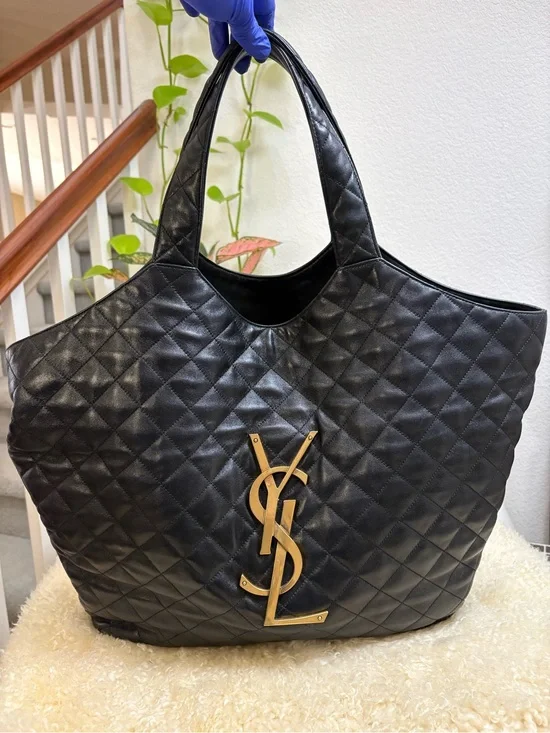 Saint Laurent Black Quilted Leather Icare Maxi. *EUC, NO CALL OUTS