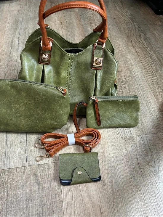 Olive Green Multi-Piece Handbag Set