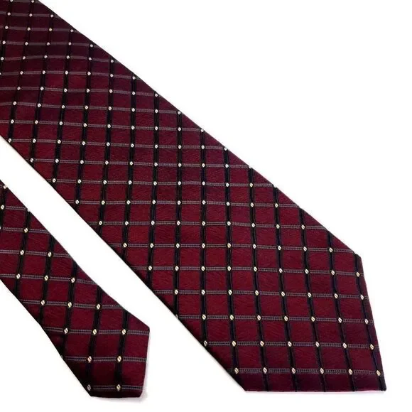 Classic Men's Burgundy Grid Silk Tie