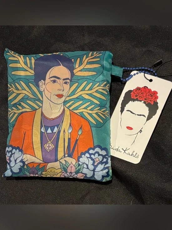 Frida Kahlo Reusable Tote Bag in Pouch - NEW