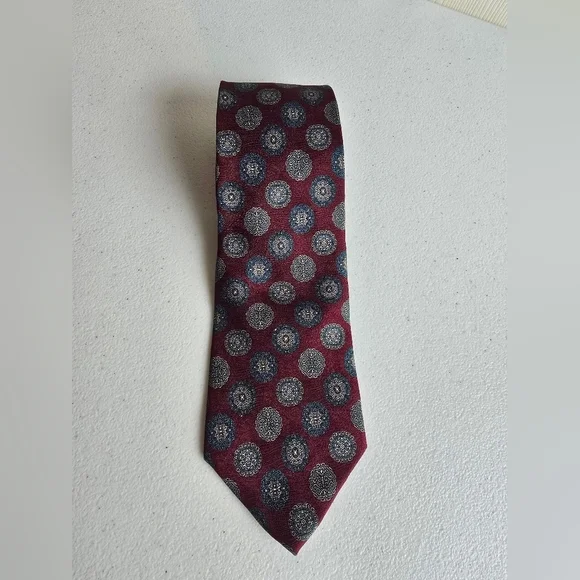 Dior Red and Blue Tie with Polka Dot Design