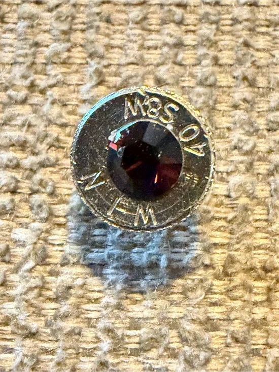 Bullet Slice Tie-Tack with Burgundy Swarovski crystal