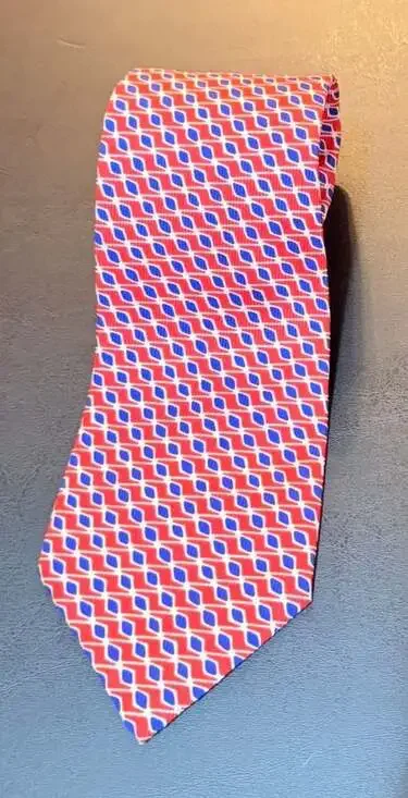 Lauren Ralph Lauren Men's Red and Blue Geometric Silk Necktie