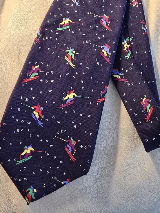 Alynn Neckwear Let It Snow Men's Blue Silk Necktie Tie