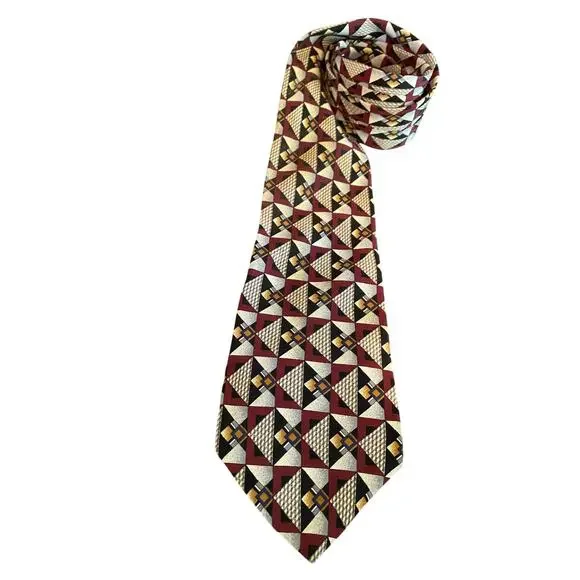 Palatina Silk Tie Burgundy Geometric Abstract Necktie‎ Made in USA