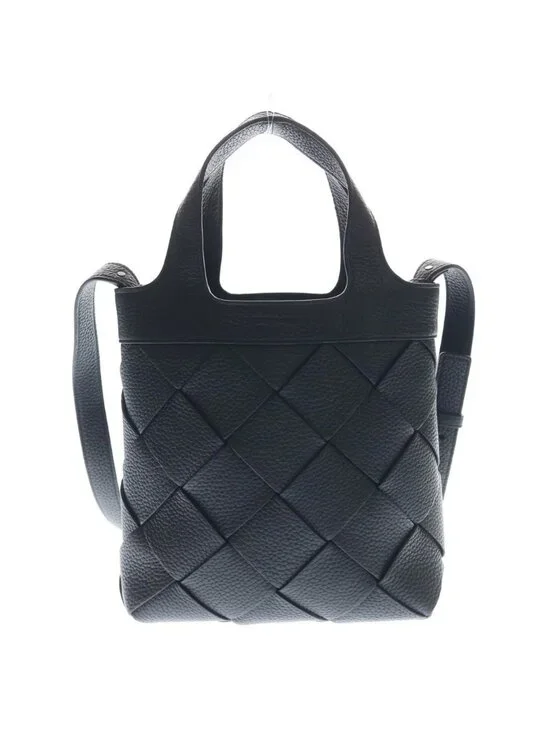 Bottega Veneta Small Diago Leather Quilted 2-Way Tote Shoulder Back Black
