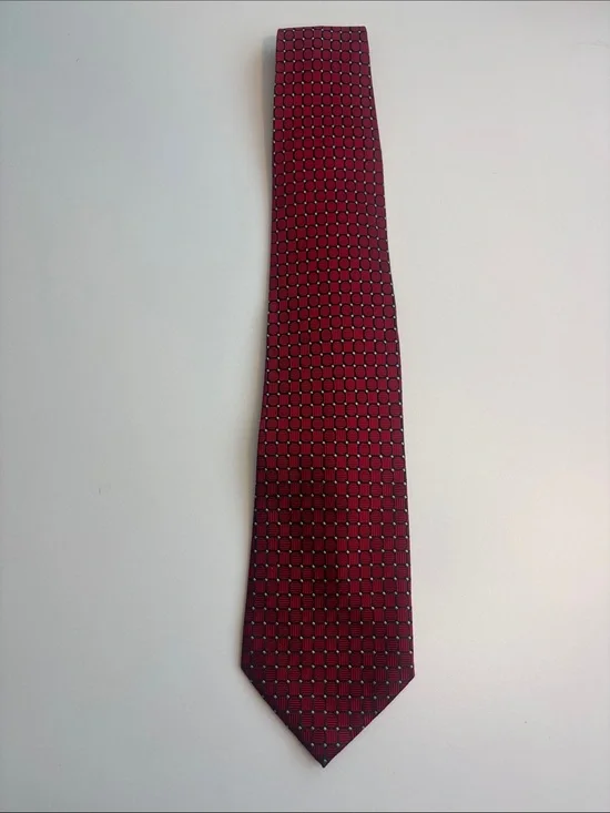 Men's Burgundy Geometric Tie - Unbranded -597sku