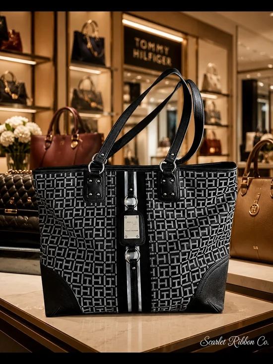 ​✨ Tommy Hilfiger Monogram Tote – Black & White✨️