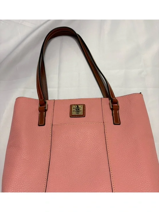Dooney & Bourke Pink Pebbled Tote with Brown Handles