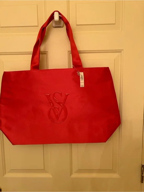 Victoria's Secret Red Embossed VS Logo Tote