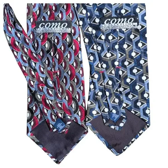 Como Collezione Tie‎ Set Mens Silk Necktie Geometric Pattern Italy Classic
