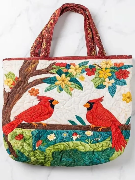 QUILTED CARDINAL TOTE