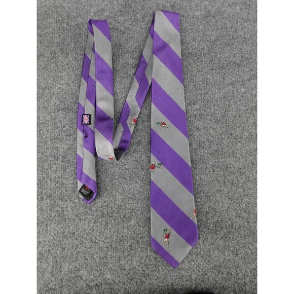 Robert Talbott Tie Mens‎ OS Purple Good Silk Tennis Stripe Nordstrom Hand Sewn