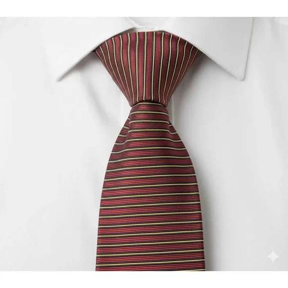 Brooks Brothers Makers Mens Silk Tie Burgundy Navy Yellow Horizontal Stripe USA