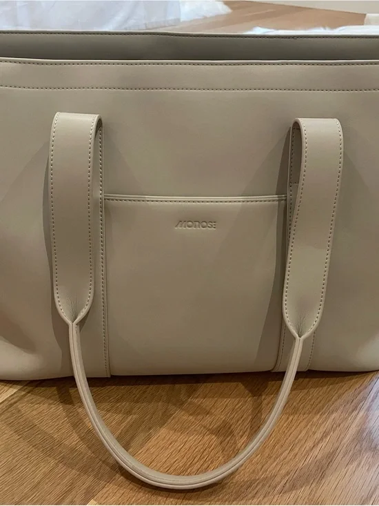 Monos Ivory Vegan Leather Metro Tote Bag