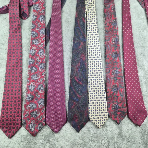 Surrey Sohpisticates Neck Tie (Lot Of 7) 100% Silk Paisley Geometric Black