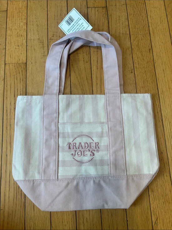 Trader Joe's Pink Stripe Canvas Tote