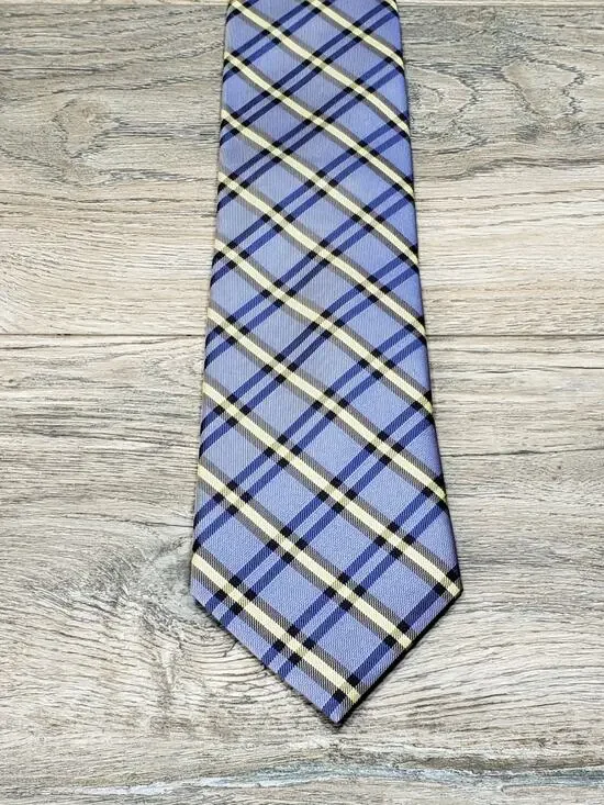 Chaps Handmade Blue Plaid Men's Silk Neck Tie