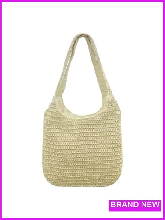 Large Straw Woven Beach Tote Shoulder Bag