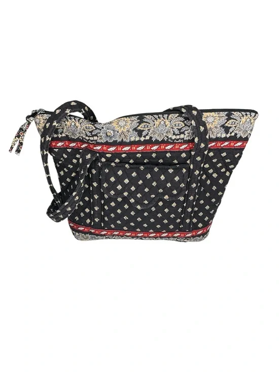 Vera Bradley Black Quilted Floral Print Tote Bag Shoulder Purse Large