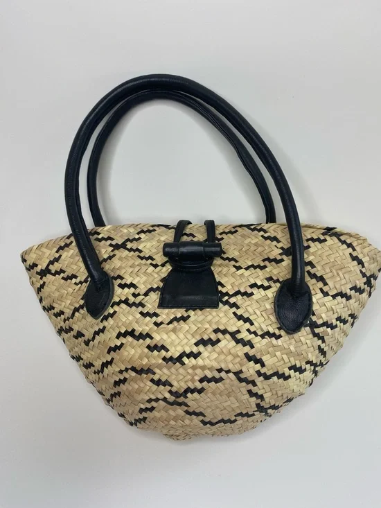 Woven Straw and Leather small tote bag Beach Resort Summer Vaca