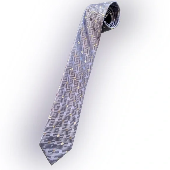 😎 Michael Kors blue patterned 100% silk neck tie in excellent condition