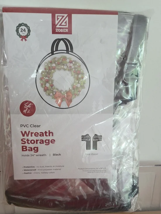 Wreath Storage Bags Set Of 2 - Black, Waterproof, 24