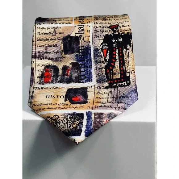 Alynn‎ Neckwear Mens Silk Tie William Shakespeare Literature Theme Made in USA
