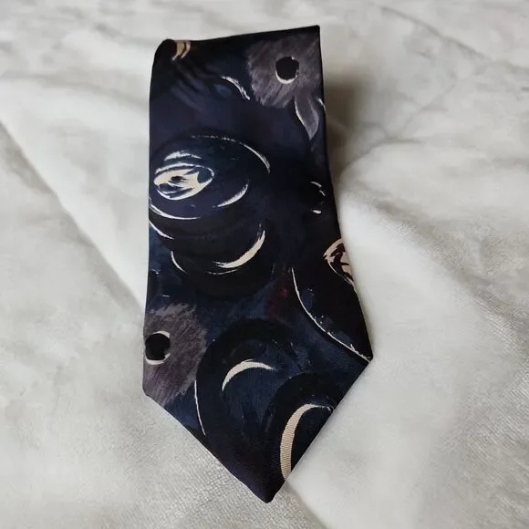 J.T. Beckett 100% Silk  Modernistic/Impressionist Blue, Maroon, Grey Necktie‎