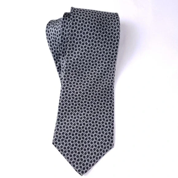 Bert Pulitzer Collectors Edition‎ Tie Geometric Pattern Black White Businesscore
