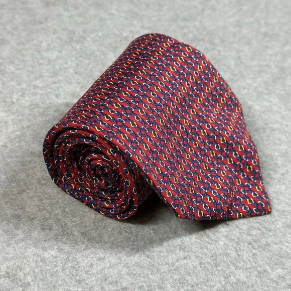 Vintage Brooks Brothers Makers Silk Tie Red Blue Geometric USA Necktie 56x3.75in