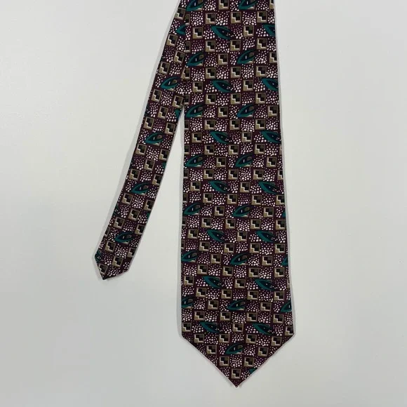 Kuppenheimer Burgundy Geometric Silk Necktie Mens OSFA