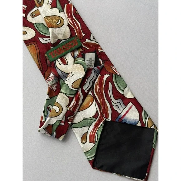 VTG Tabasco 100% Silk Tie Spicy Eggs and Bacon W-4