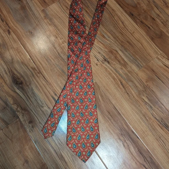 Christian‎ Dior Silk Vintage Paisley Necktie Red Blue Gold