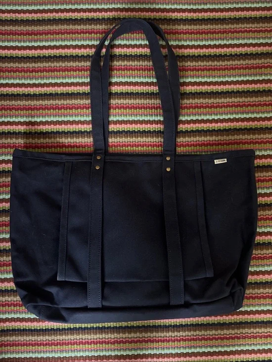 Navy Canvas Tote Bag with Long Straps