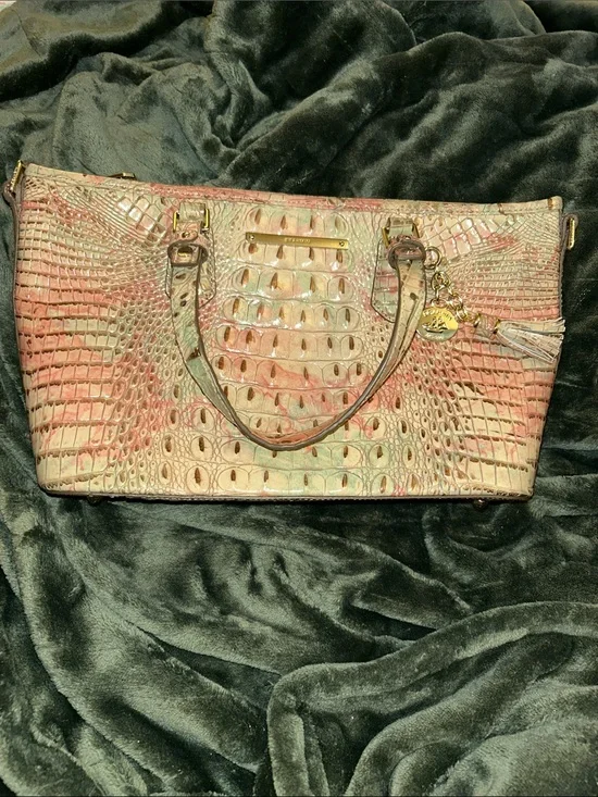 Brahmin Pastel Multicolor Croc-Embossed Tote with Gold Hardware