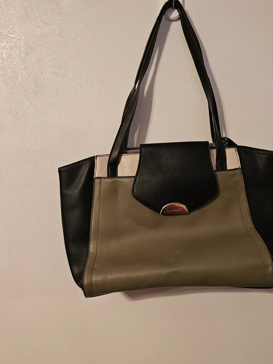 Nine West Women’s Olive and Black Tote Bag with Accent Detail