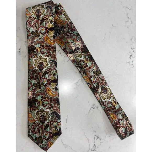 Perry Ellis Portfolio Men's Tie Multicolor Paisley Pointed