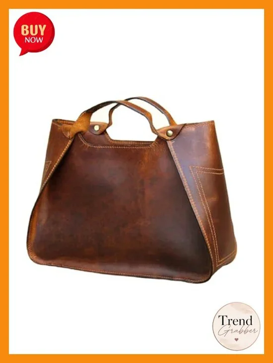 Large Genuine Full Grain Leather Tote Bag for Work & Travel