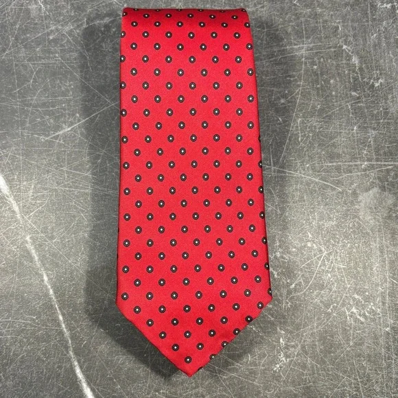 Mens Tie | Brooks Brothers Silk Tie | Vintage |‎ Red Black Medallion Geometric