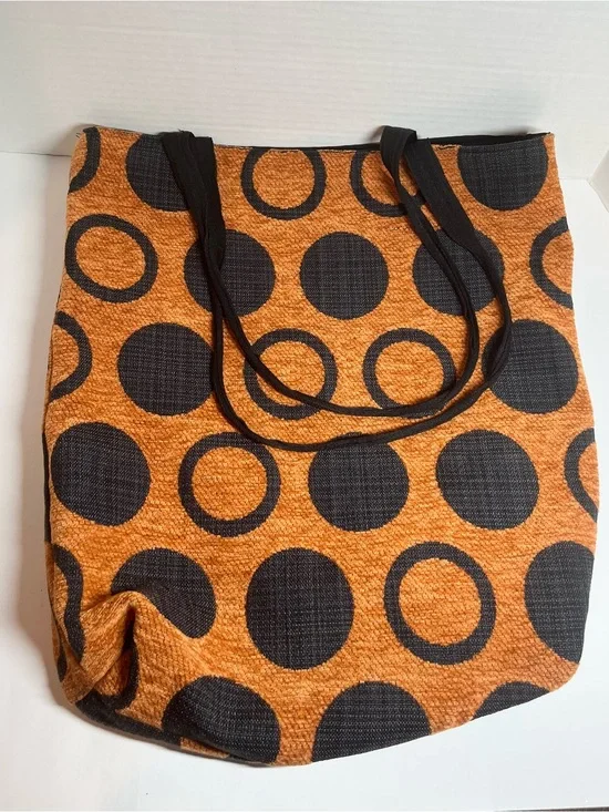 NATIVE AFRICAN FABRIC TOTE BAG (MINT CONDITION) (BURNT ORANGE/BLACK) (HANDMADE)