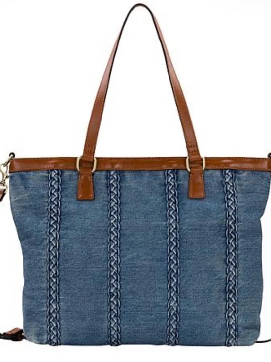 Patricia Nash Nadine Stonewashed Denim Satchel Handbag. Orig ..  $175.96